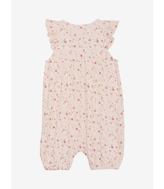 Minymo Strampler kurzarm Bambusmix geblumt pink dogwood