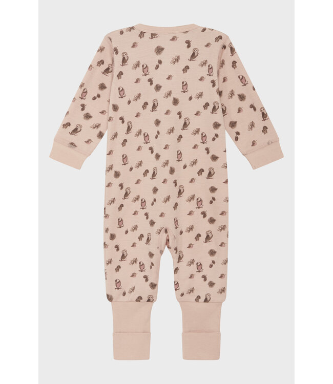 Hust and Claire Moby Pyjama  Merinowolle Eulen rose cloud