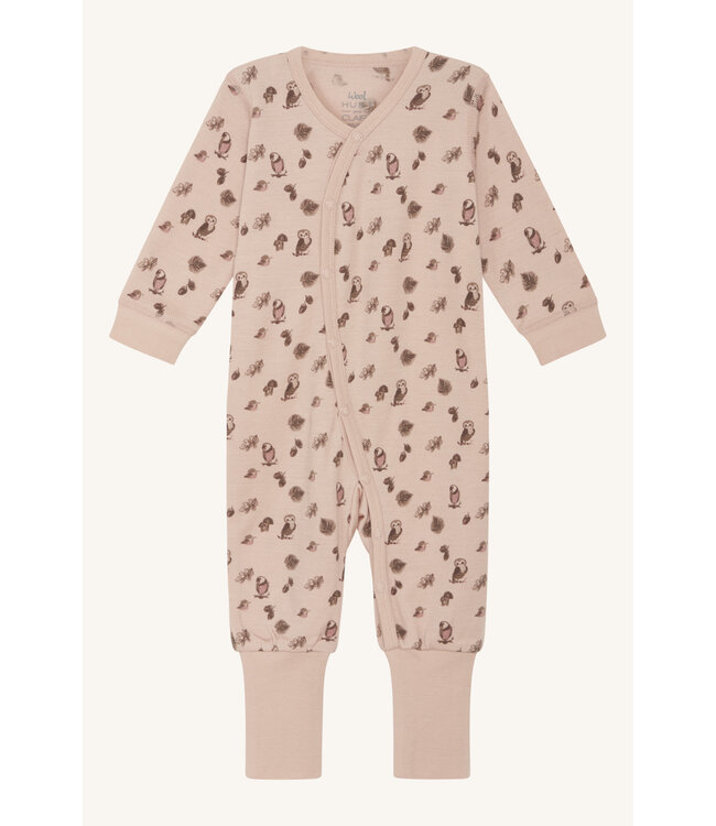 Hust and Claire Moby Pyjama  Merinowolle Eulen rose cloud