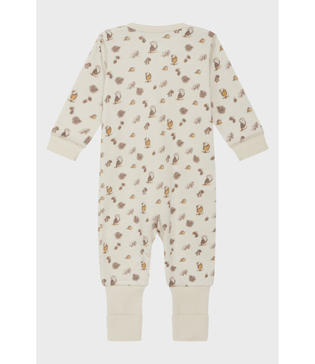 Hust and Claire Moby Pyjama  Merinowolle Eulen french oak