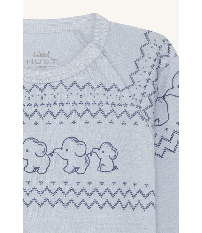 Hust and Claire Body Bosti langarm Merinowolle Elefanten cloud blue