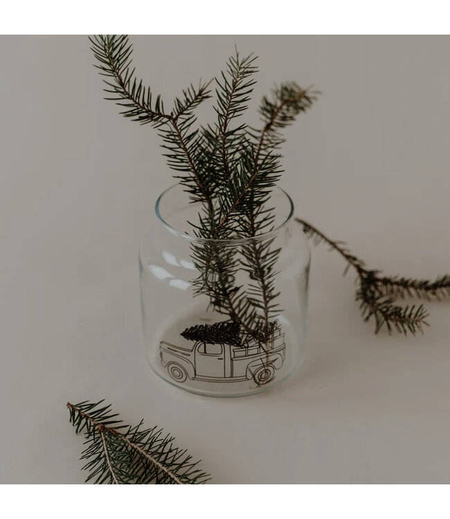 Eulenschnitt Vase aus Glas mittel Weihnachtsauto