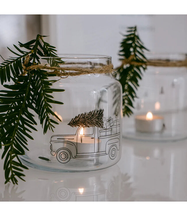 Eulenschnitt Vase aus Glas mittel Weihnachtsauto