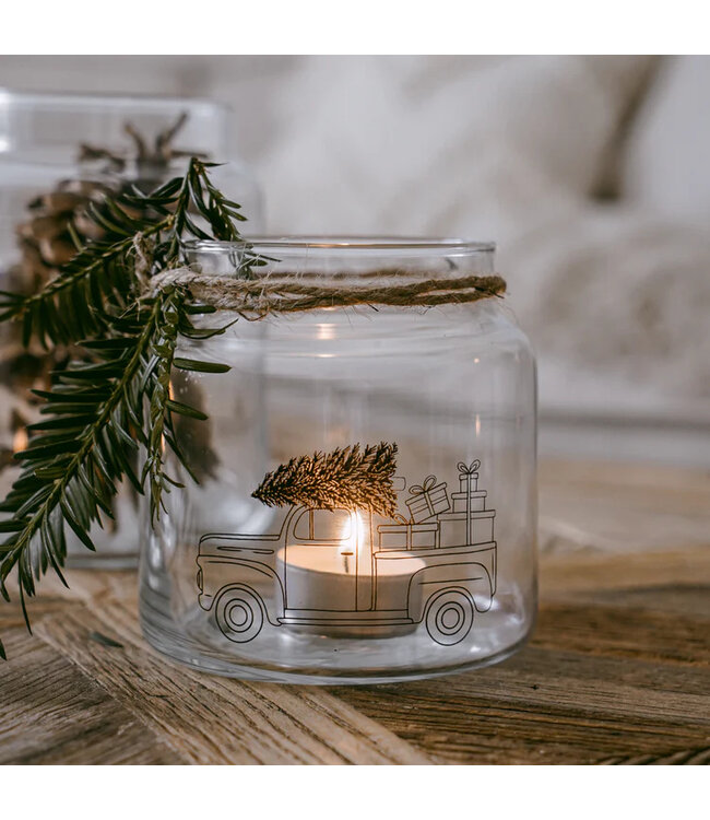 Eulenschnitt Vase aus Glas mittel Weihnachtsauto