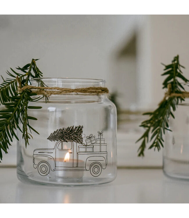 Eulenschnitt Vase aus Glas mittel Weihnachtsauto