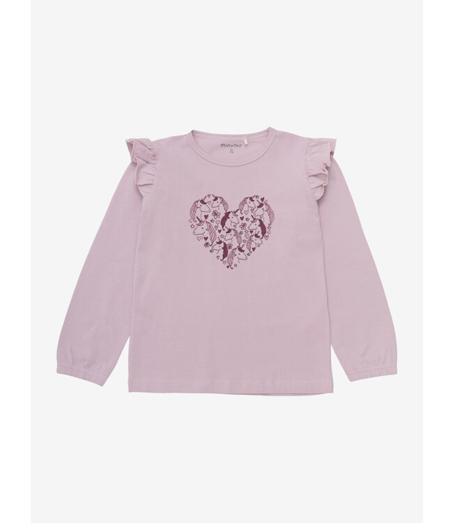 Minymo Pyjamaset Einhorn mit Herz Biobaumwolle dawn pink