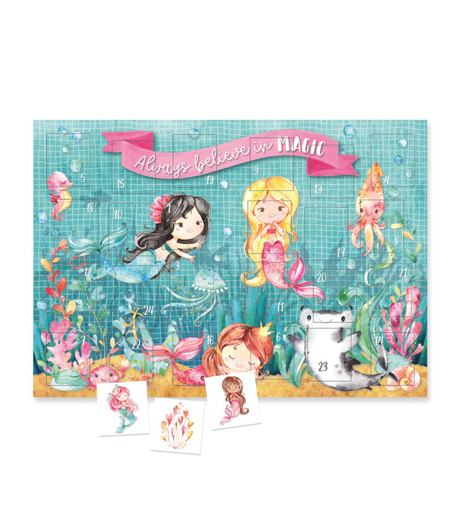 Papierdrachen Tattoo-Adventskalender – Meerjungfrau