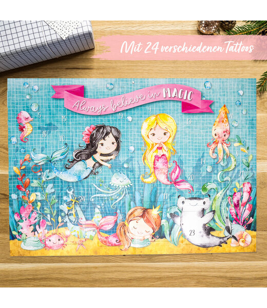 Papierdrachen Tattoo-Adventskalender – Meerjungfrau