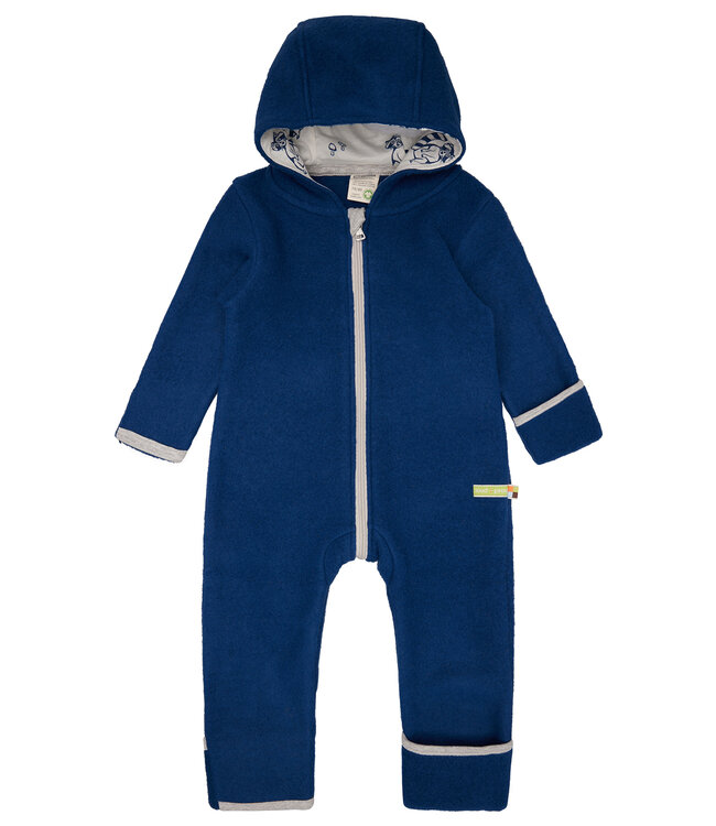 Loud and Proud Overall Wollfleece mit Eulen ultramarin