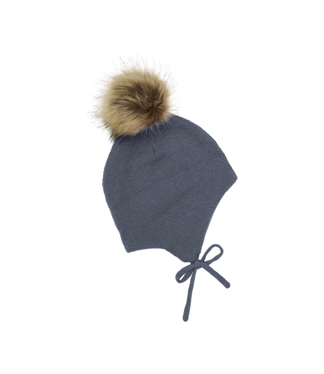 Minymo Mütze mit abnehmbarem Bommel - Wollmix - stormy weather
