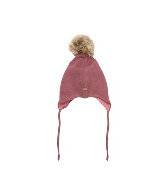 Minymo Mütze mit abnehmbarem Bommel - Wollmix - roan rouge