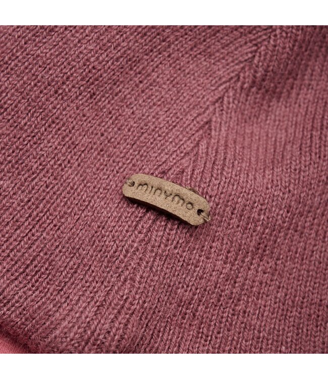 Minymo Mütze mit abnehmbarem Bommel - Wollmix - roan rouge