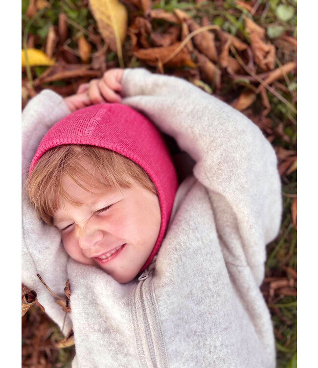 Manymonths Woll-Elefantenmütze - Schlupfmütze Merino pop pink