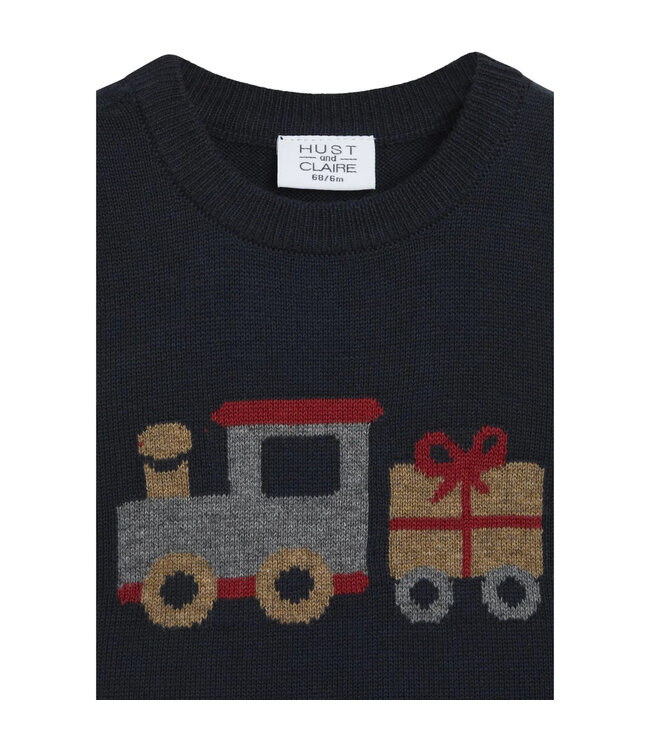 Hust and Claire Perry Pullunder mit Lokomotive - Biobaumwolle marineblau