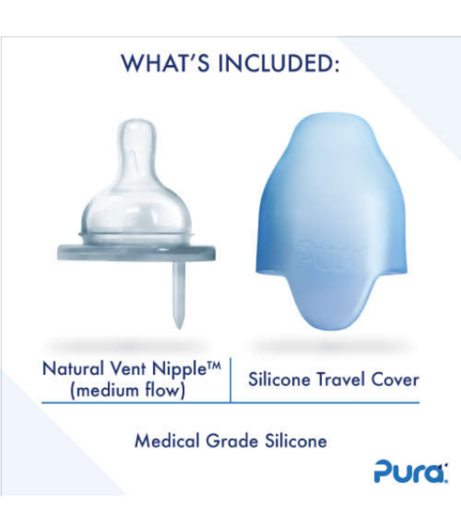 PURA Pura Babyflasche 325 ml Weithalssauger - aqua sleeve