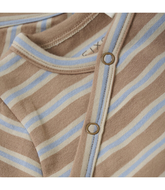 Fixoni Wickelbody langarm gestreift Tencelmix macaroon