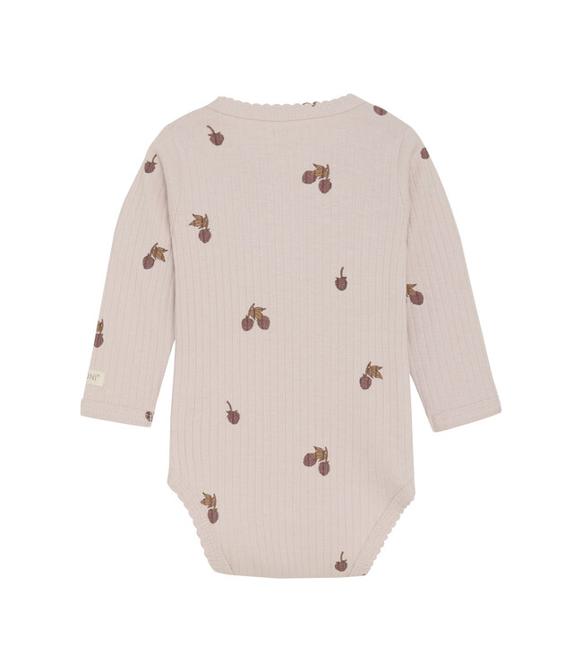 Fixoni Wickelbody langarm - Brombeere - Biobaumwolle rosa