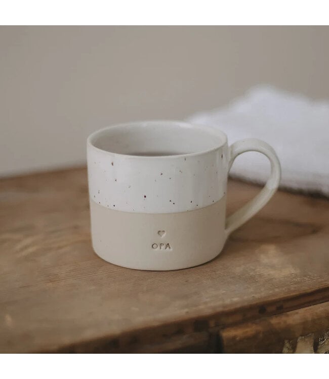 Eulenschnitt Tasse Opa Steingut spülmaschinenfest