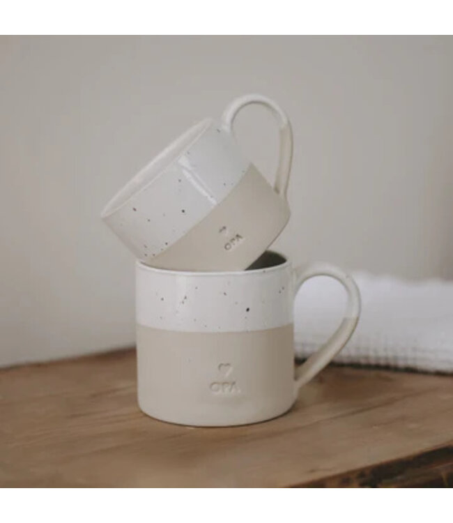 Eulenschnitt Tasse Opa Steingut spülmaschinenfest