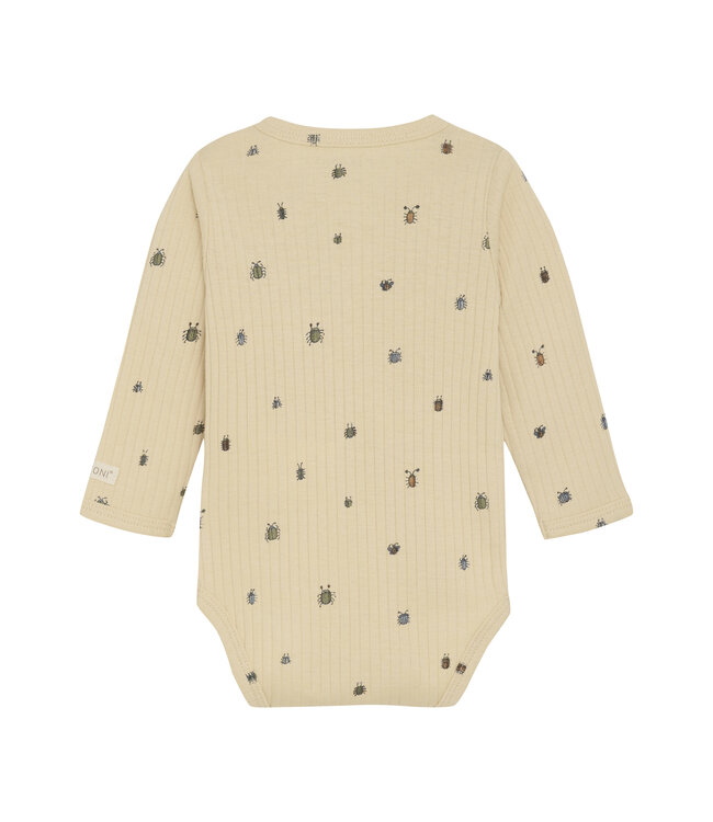Fixoni Wickelbody langarm - Insekten - Biobaumwolle biscotti
