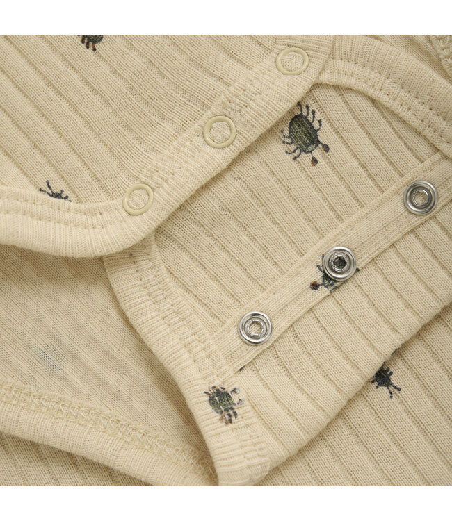 Fixoni Wickelbody langarm - Insekten - Biobaumwolle biscotti