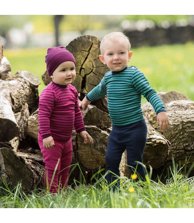 Engel Natur Baby-Mütze, Feinripp - Wolle/Seide - orchidee