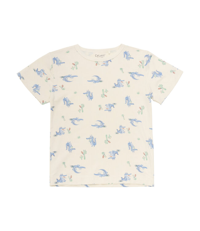 CeLaVi Pyjamaset kurz - Krokodil Bambusmix dusty blue