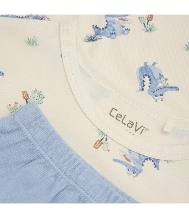 CeLaVi Pyjamaset kurz - Krokodil Bambusmix dusty blue