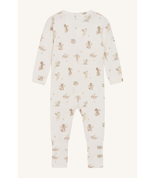 Hust and Claire Bambuspyjama Mulle - Reissverschluss - Drachen - ivory