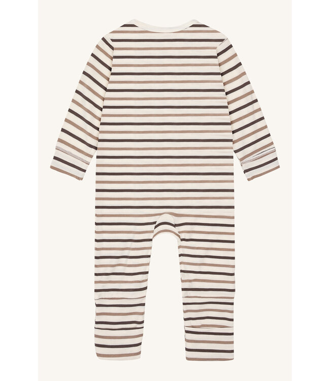 Hust and Claire Bambuspyjama Mulle - Reissverschluss - Streifen - warm sand