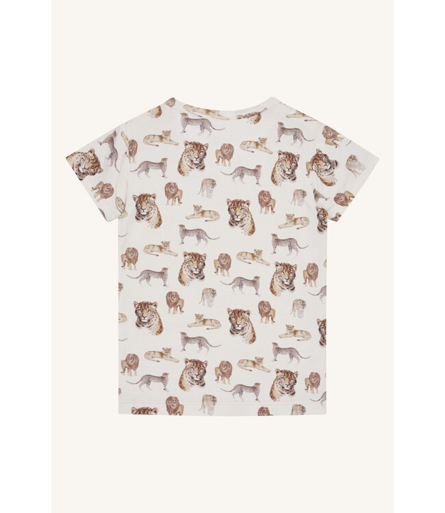 Hust and Claire Austin Shirt kurzarm Bambusviskose Raubkatzen ivory