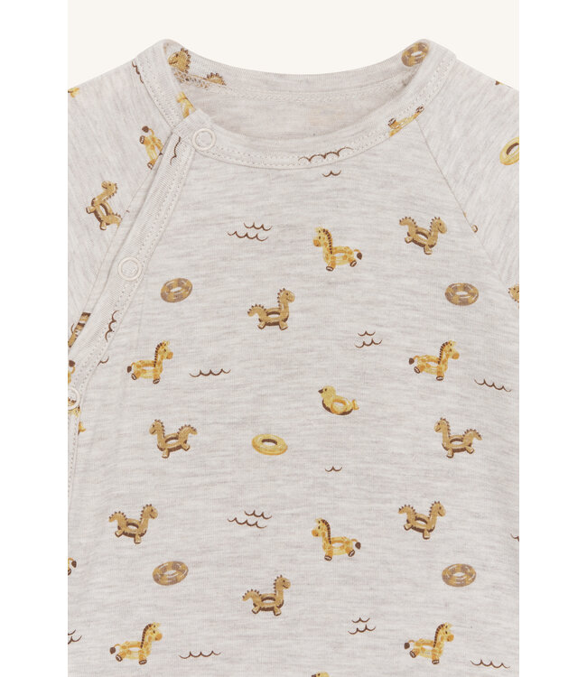 Hust and Claire Buller Wickelbody langarm Bambusviskose - Schwimmring wheat melange