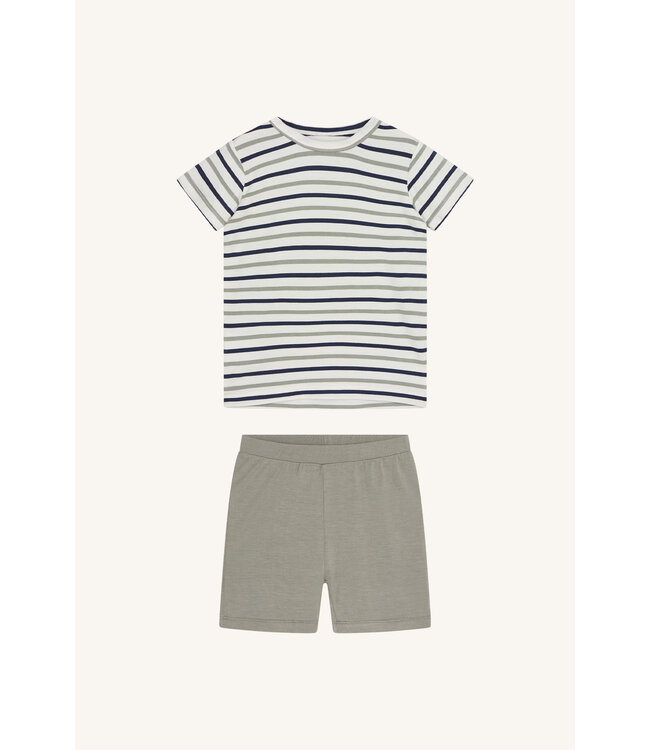 Hust and Claire Pyjama Set kurzarm gestreift Sailor - Bambusviskose seagrass