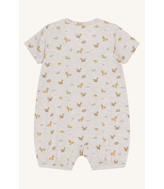 Hust and Claire Milu Strampler kurzarm Bambusviskose - Schwimmring wheat melange