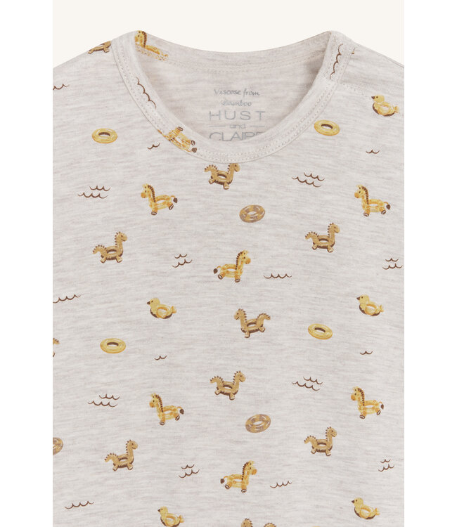 Hust and Claire Milu Strampler kurzarm Bambusviskose - Schwimmring wheat melange