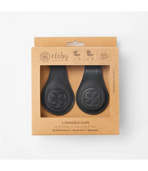 Cloby Magnetclips aus Leder Schwarz