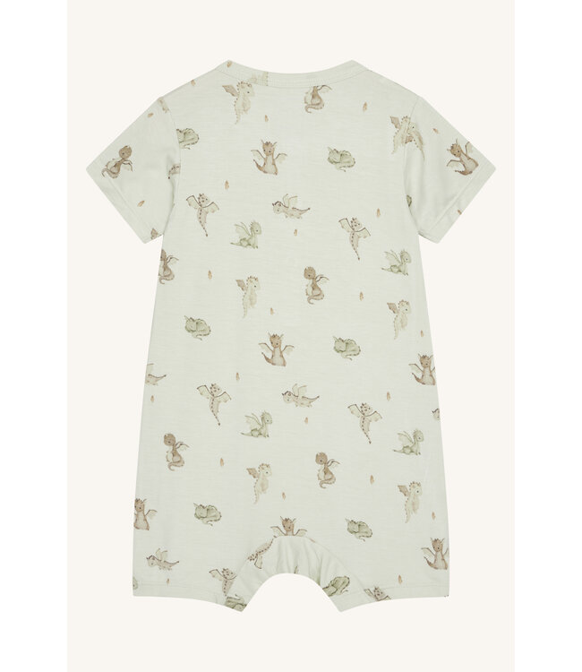 Hust and Claire Milu Strampler kurzarm Bambusviskose - Drachen green hint