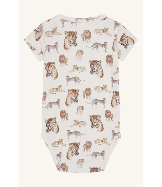 Hust and Claire Buller Body kurzarm Bambusviskose - Raubkatzen ivory