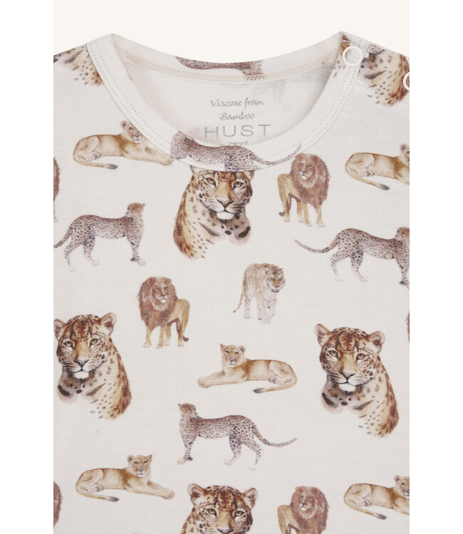 Hust and Claire Buller Body kurzarm Bambusviskose - Raubkatzen ivory