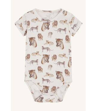 Hust and Claire Buller Body kurzarm Bambusviskose - Raubkatzen ivory