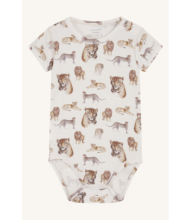 Hust and Claire Buller Body kurzarm Bambusviskose - Raubkatzen ivory