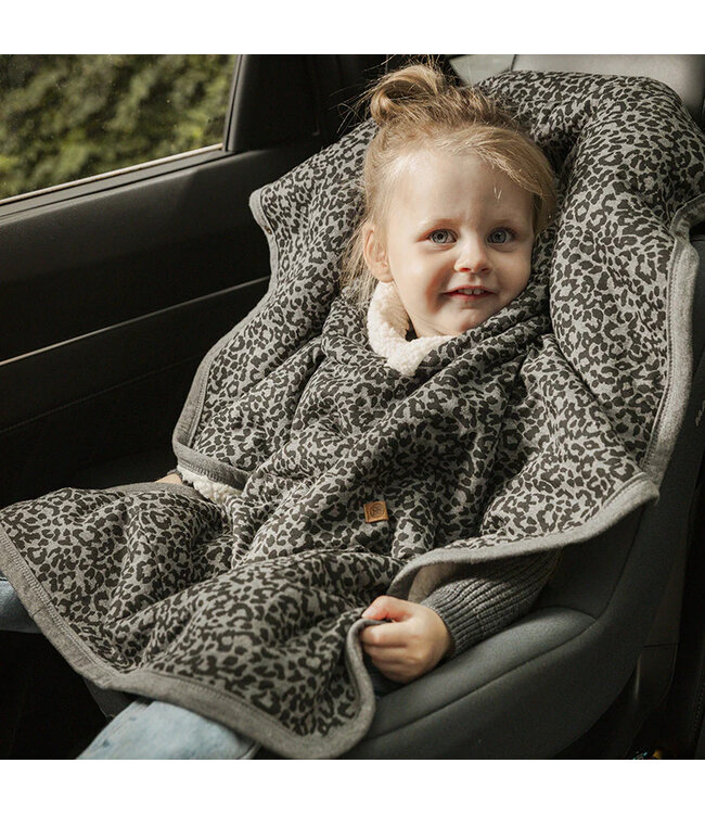 Cloby Teddy Poncho Leopard Grey – Grösse 1-3 Jahre