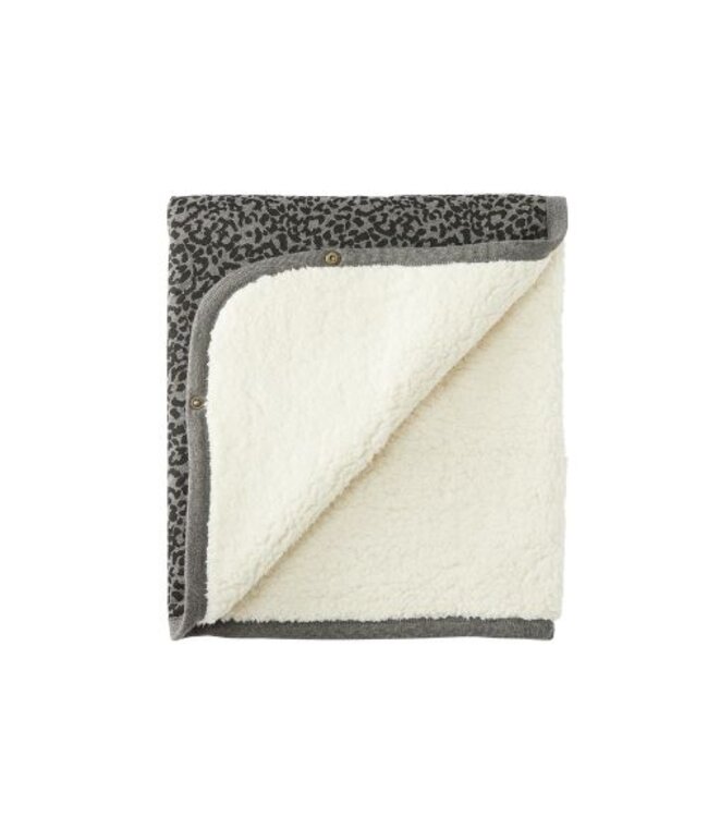 Cloby Teddydecke multifunktional Leopard Grey