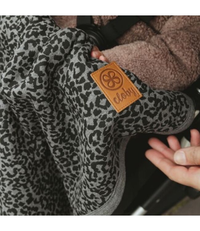 Cloby Teddydecke multifunktional Leopard Grey