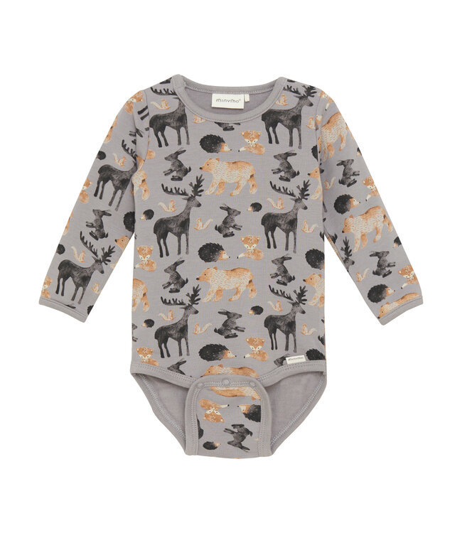 Minymo Body langarm Tierdruck - Bambusviskose/Baumwolle