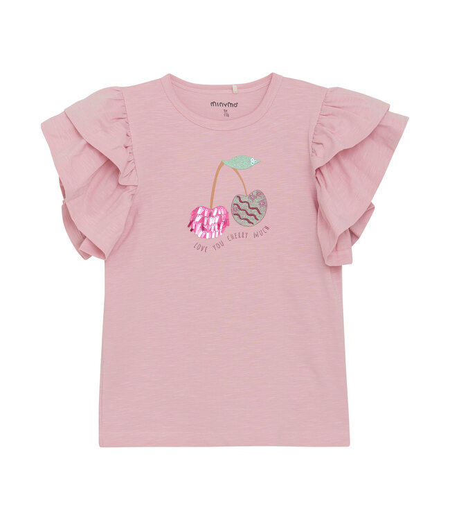 Minymo T-Shirt Kirschen Baumwolle bleached mauve