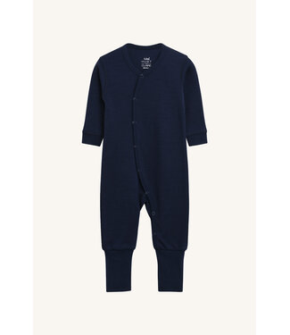 Hust and Claire Moby Solid Pyjama mit Klappfüssen - Merinowolle - blues