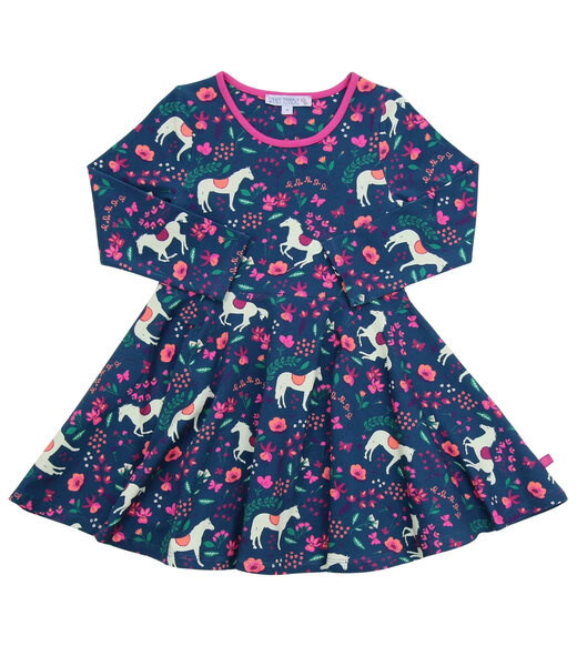 Enfant Terrible Drehkleid Pferdedruck - Kleid langarm - Biobaumwolle - dark cobalt-berry