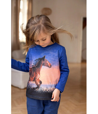 Enfant Terrible Shirt langarm Pferdedruck Biobaumwolle cobalt