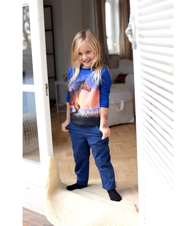 Enfant Terrible Shirt langarm Pferdedruck Biobaumwolle cobalt